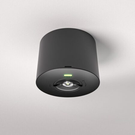 Locus - Noodverlichting opbouwspot zwart - 2 Watt 300 Lumen - 6000K daglicht wit - IP20 stofdicht - Met autotest functie | HOFTRONIC