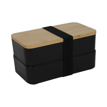 Lunchbox met bestek dubbel 18x10x9