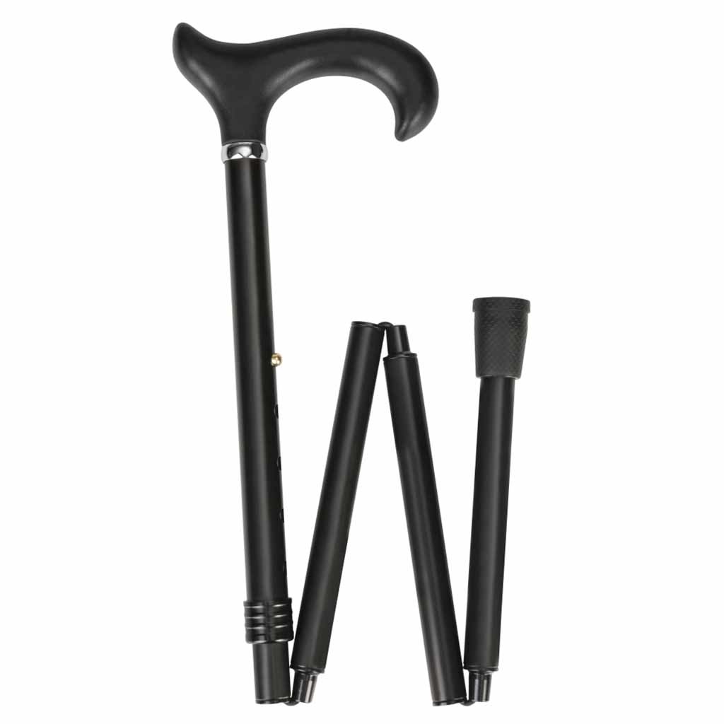 Luxe opvouwbare wandelstok | Met soft Derby handvat | Lengte: 83 - 95 cm | Zwart | Geschikt voor zowel links als rechts | OS17610-Z | ThuiszorgwinkelXL