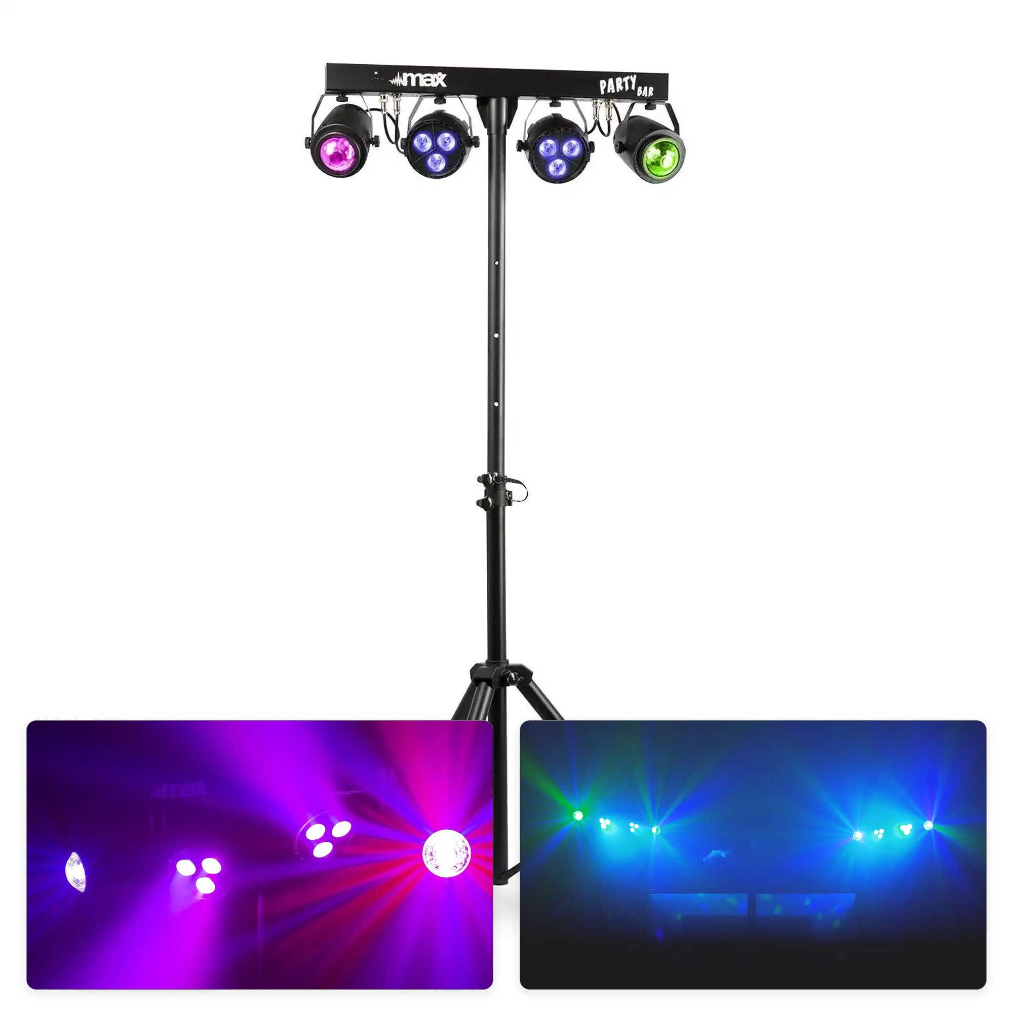 MAX PartyBar1 met 2x RGBW LED spot en 2x Jellymoon incl. statief | MAX
