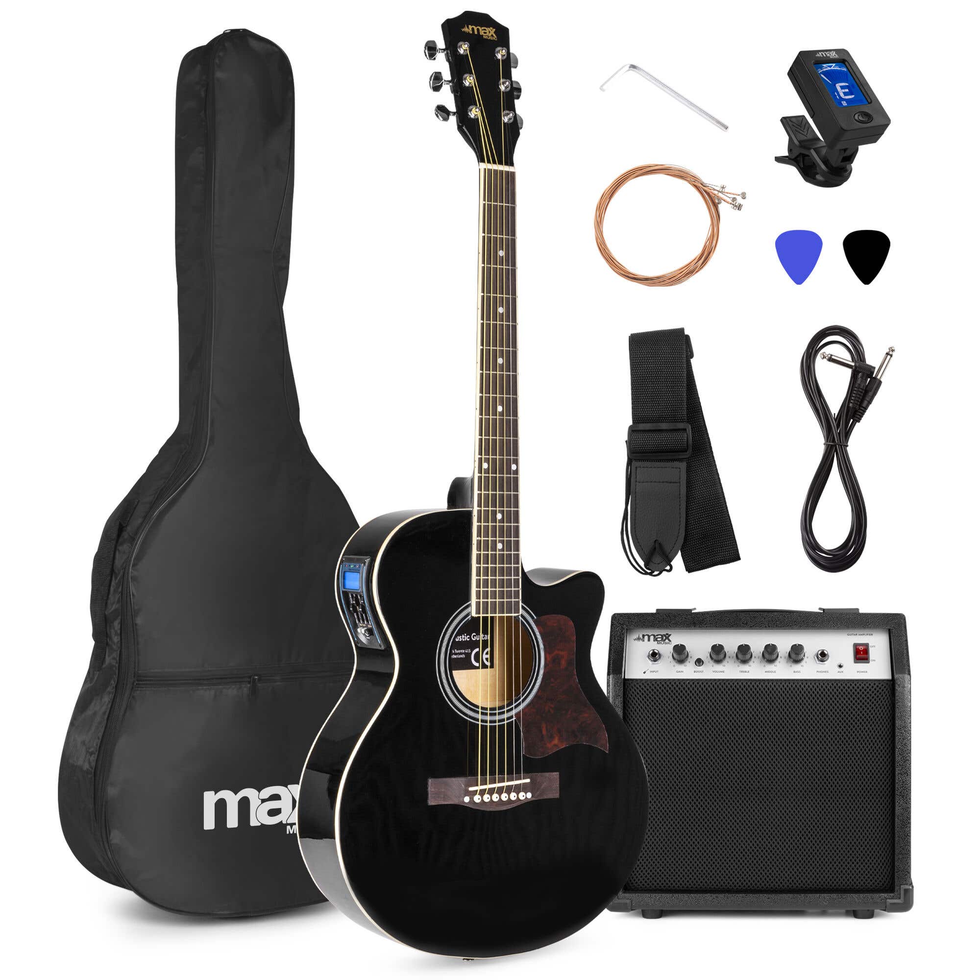 MAX ShowKit elektrisch akoestische gitaarset met 40W versterker - | MAX