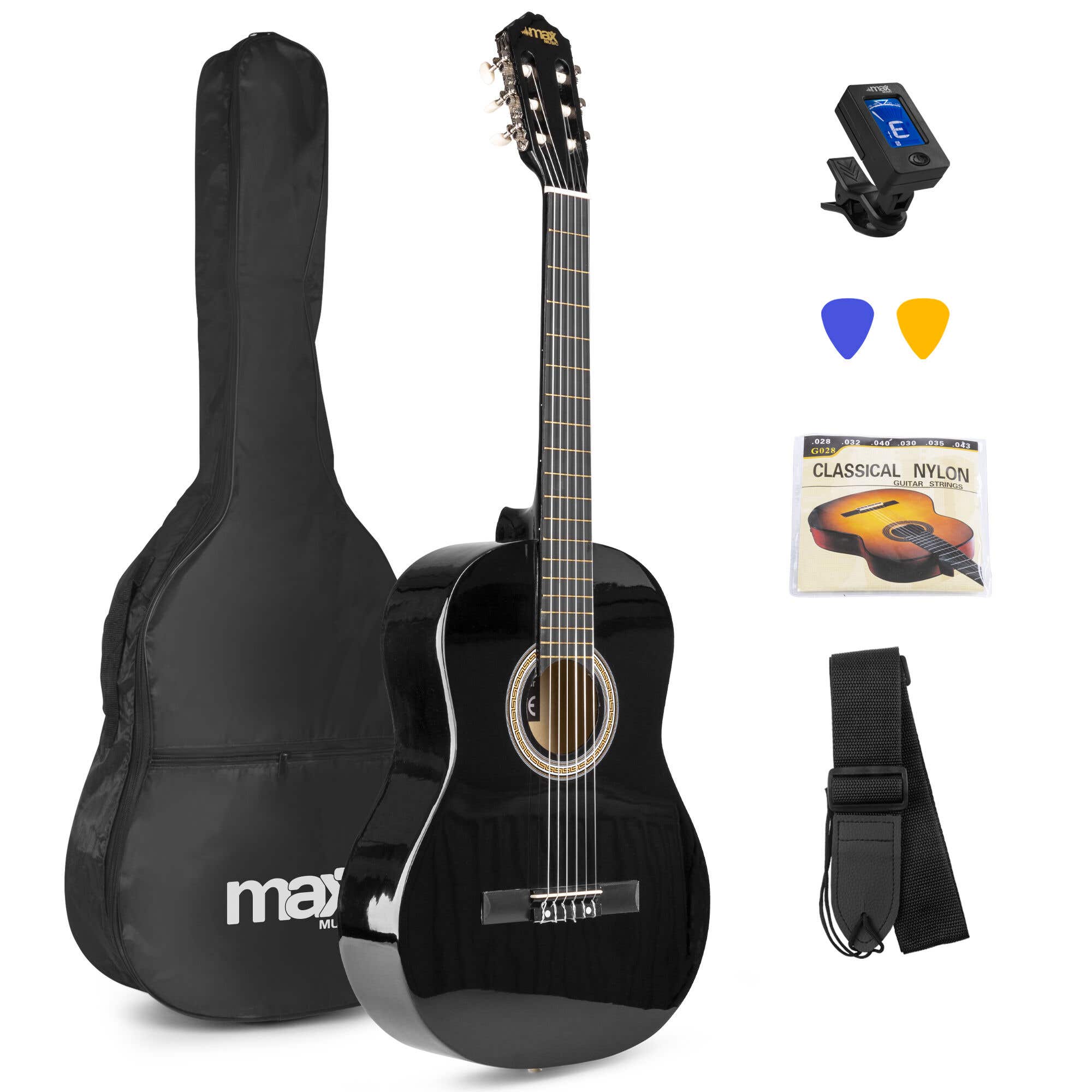 MAX SoloArt klassieke akoestische gitaar (39") - 4/4 - Starterset - | MAX