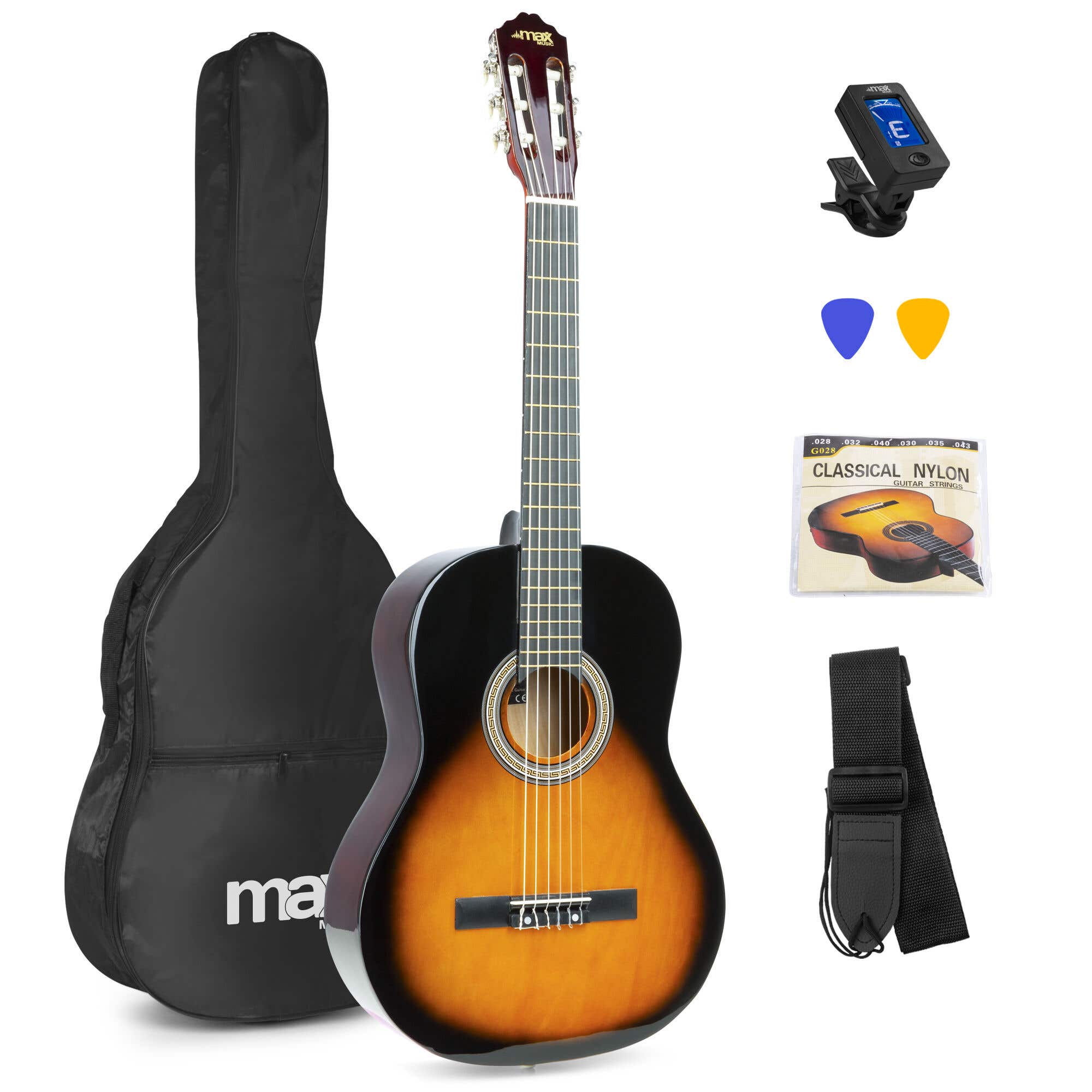 MAX SoloArt klassieke akoestische gitaar (39") - 4/4 - Starterset - | MAX