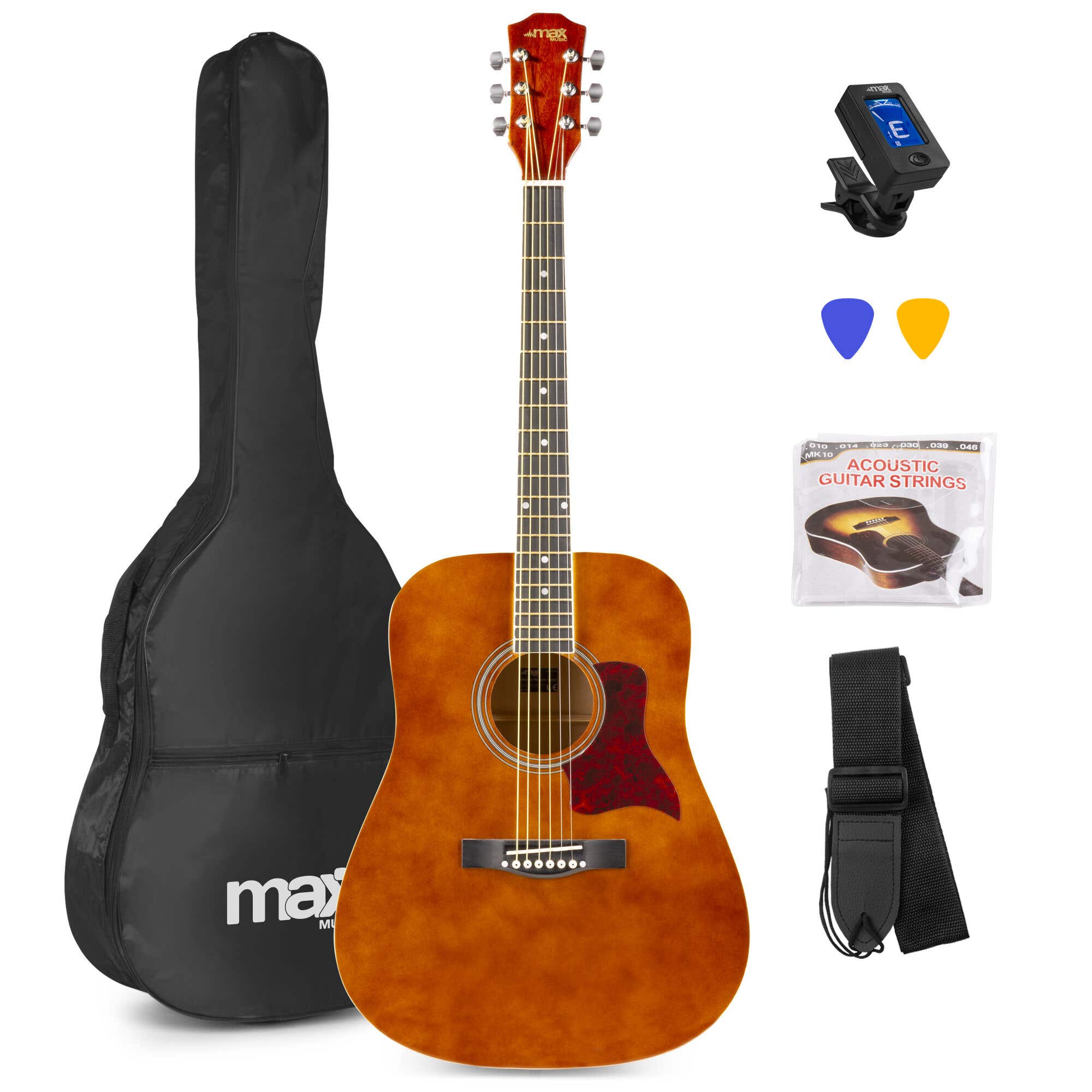 MAX SoloJam Western akoestische gitaar starterset - 4/4 - Bruin (hout) | MAX