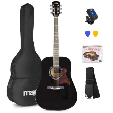 MAX SoloJam Western akoestische gitaar starterset - 4/4 - Zwart | MAX