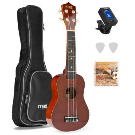 MAX UKEY Ukelele set met 21" Ukulele en accessoires - Bruin (hout) | MAX