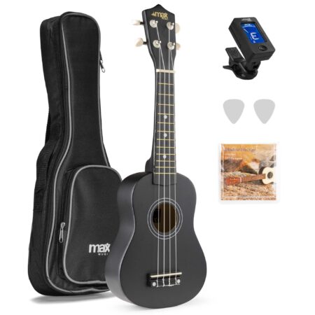MAX UKEY Ukelele set met 21" Ukulele en accessoires - Zwart | MAX