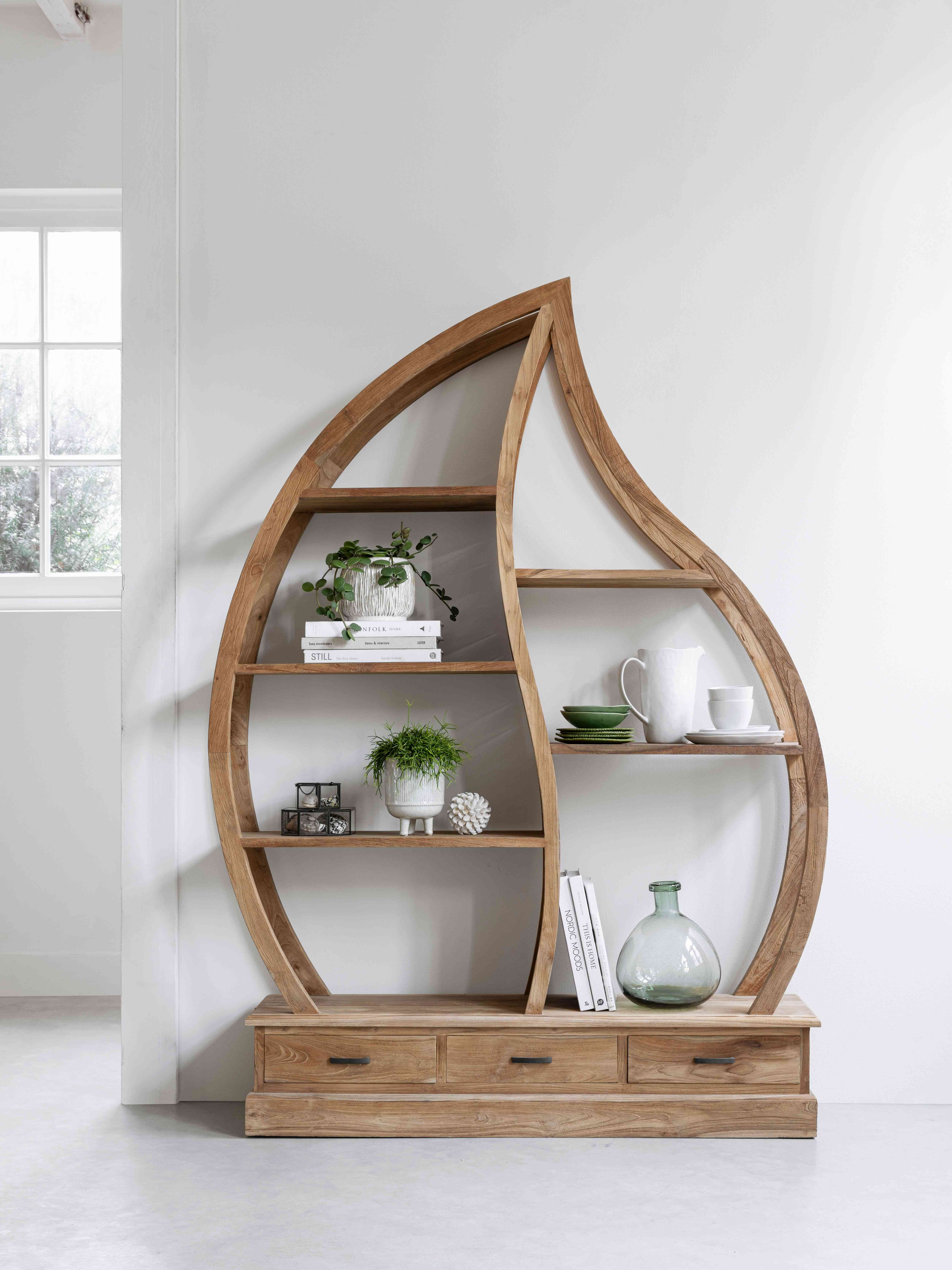 MUST Living Boekenkast Drop Teakhout