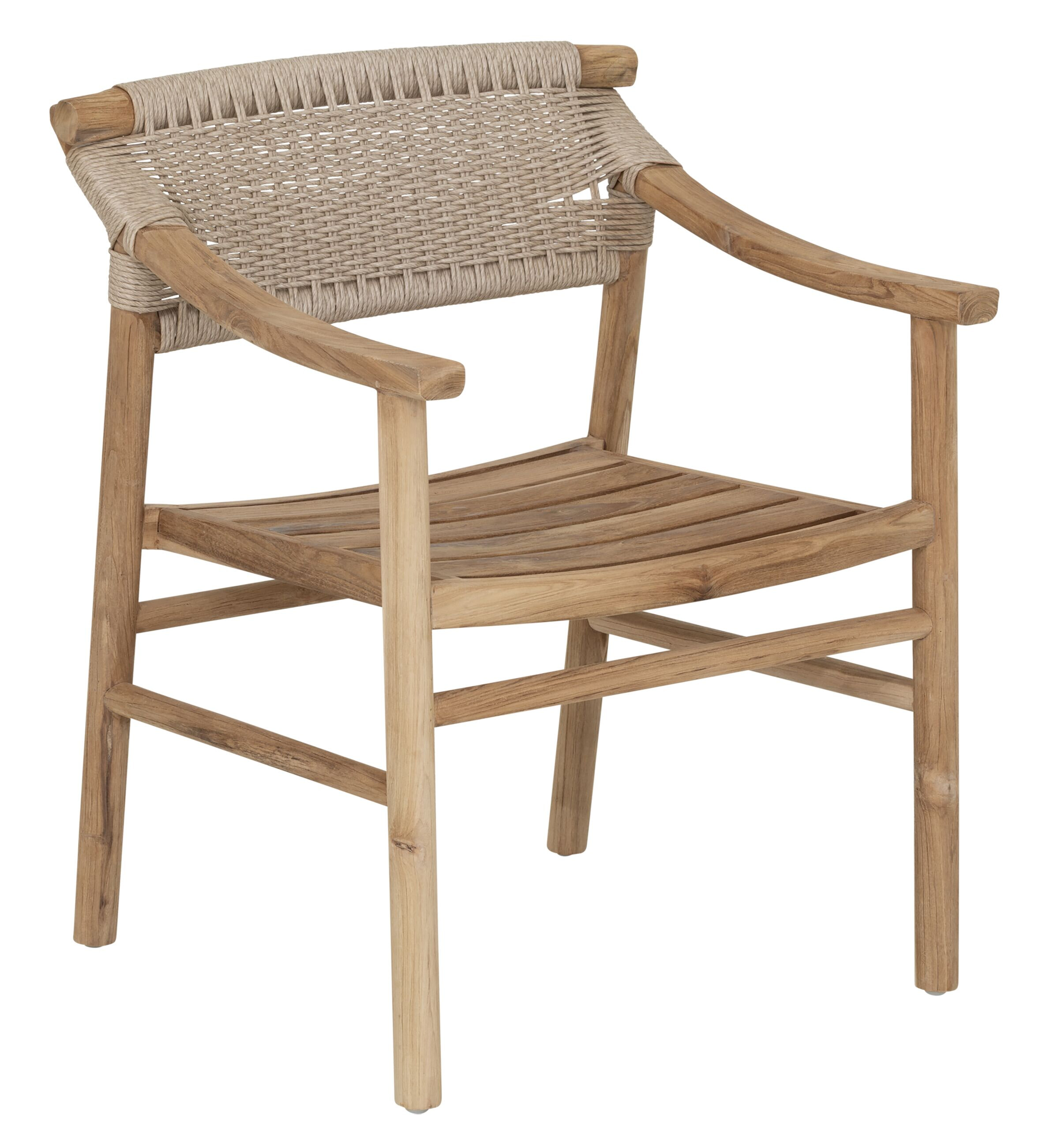 MUST Living Eetkamerstoel Kenzo Teakhout en touw - Beige | MUST Living