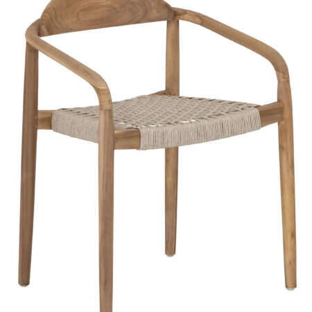 MUST Living Eetkamerstoel Santiago Teakhout en touw - Beige | MUST Living