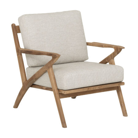 MUST Living Fauteuil Charles Teakhout en stof - Beige | MUST Living