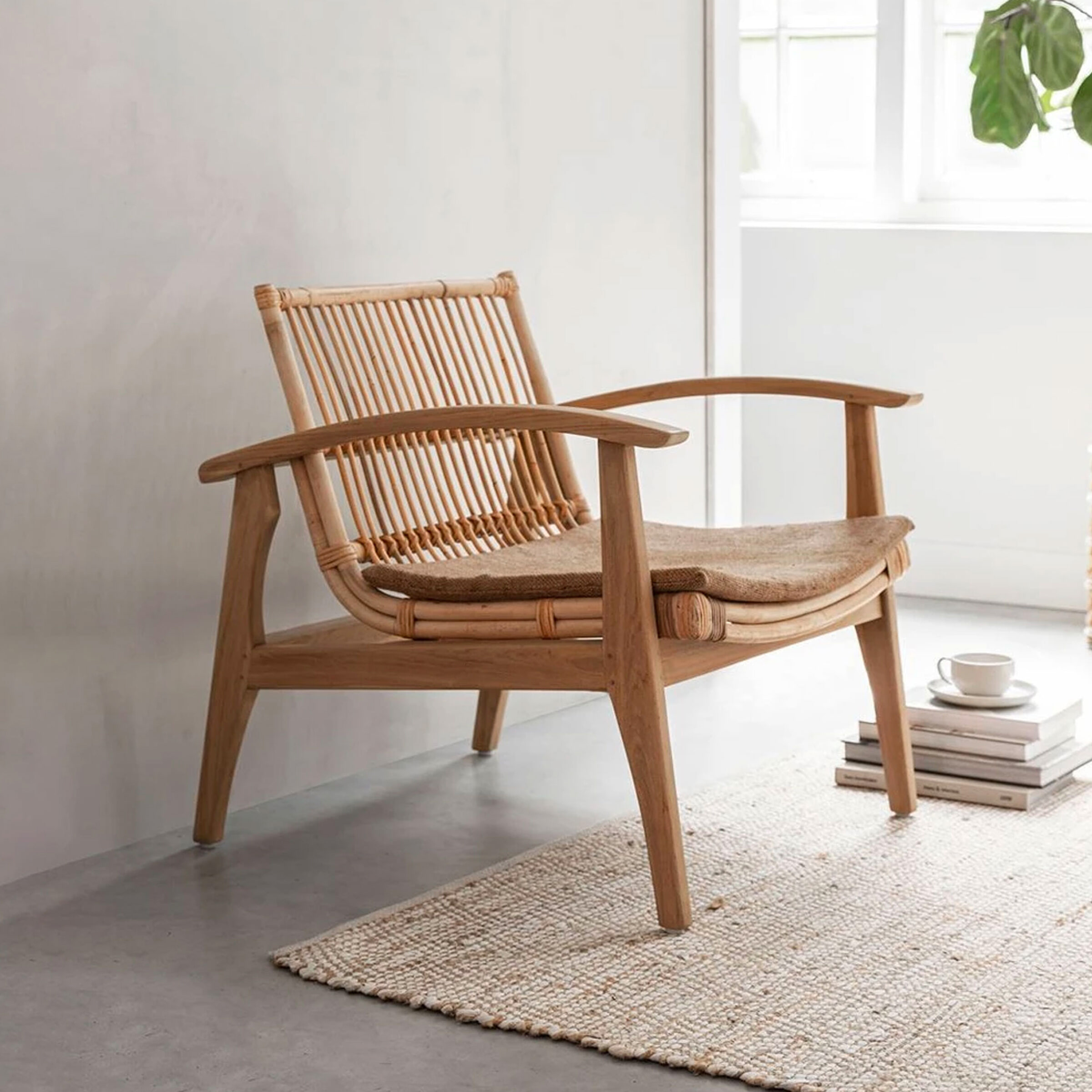 MUST Living Fauteuil Marvin Teakhout en rotan - Bruin - Japandi | MUST Living