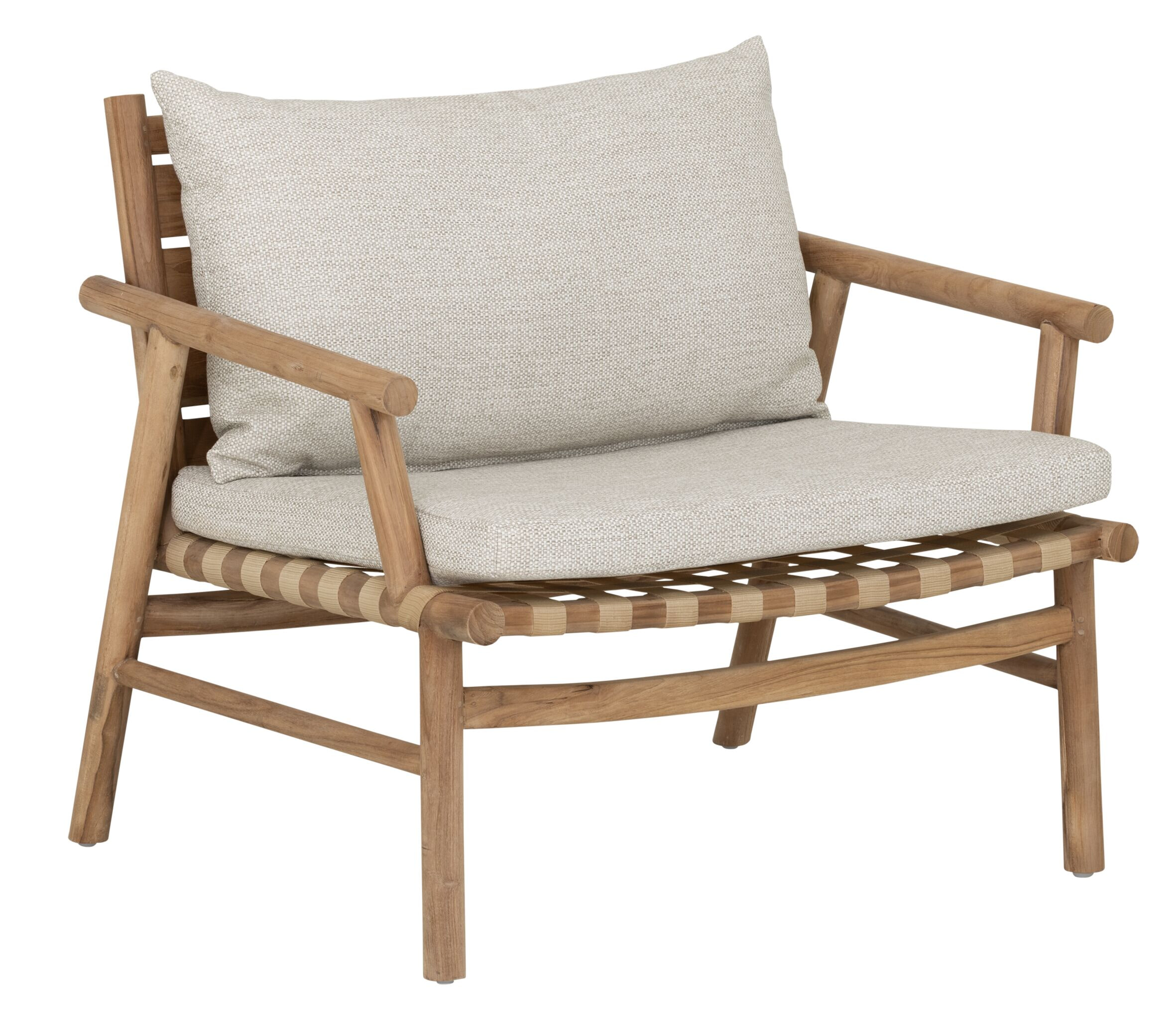 MUST Living Fauteuil Yoko Teakhout en stof - Beige | MUST Living