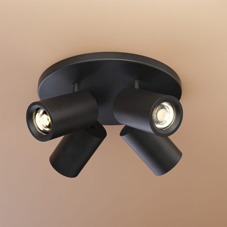 Madona - LED Plafondlamp - 4 spots - Excl. GU10 Fitting - Kantelbaar & Draaibaar - Rond - Aluminium | HOFTRONIC