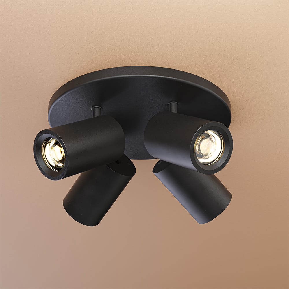 Madona - LED Plafondlamp - 4 spots - Excl. GU10 Fitting - Kantelbaar & Draaibaar - Rond - Aluminium | HOFTRONIC
