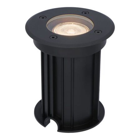 Maisy LED Grondspot Rond - Dimbaar - GU10 - 2700K warm wit - 4 Watt 345 lumen - Rond - Ø12cm - Tuinspot - Oprit - Zwart - IP67 waterdicht | HOFTRONIC