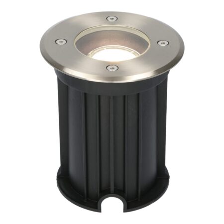 Maisy LED Grondspot Rond - Dimbaar - GU10 - 4000K neutraal wit - 4 Watt 345 Lumen - Rond - Ø12cm - Tuinspot - Oprit - RVS - IP67 waterdicht | HOFTRONIC