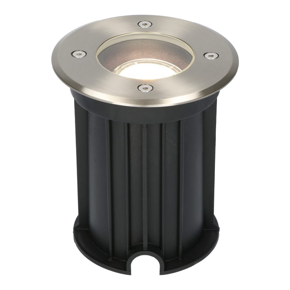 Maisy LED Grondspot Rond - Dimbaar - GU10 - 4000K neutraal wit - 4 Watt 345 Lumen - Rond - Ø12cm - Tuinspot - Oprit - RVS - IP67 waterdicht | HOFTRONIC