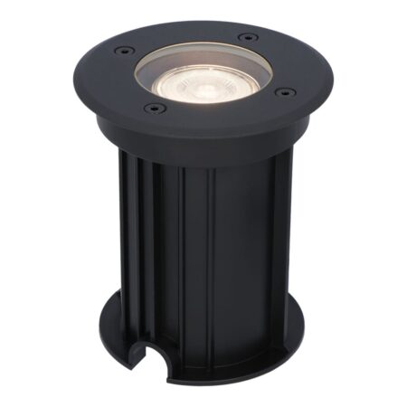 Maisy LED Grondspot Rond - Dimbaar - GU10 - 4000K neutraal wit - 4 Watt 345 Lumen - Rond - Ø12cm - Tuinspot - Oprit - Zwart - IP67 waterdicht | HOFTRONIC