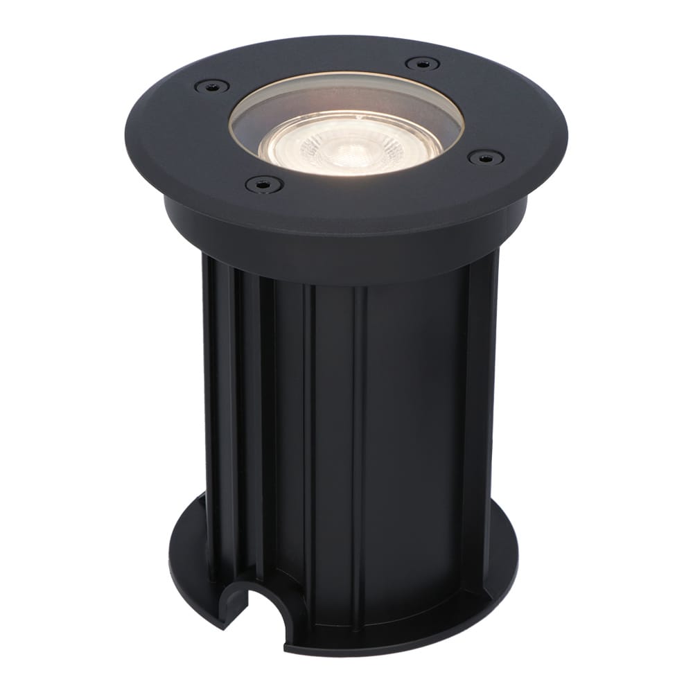 Maisy LED Grondspot Rond - Dimbaar - GU10 - 4000K neutraal wit - 4 Watt 345 Lumen - Rond - Ø12cm - Tuinspot - Oprit - Zwart - IP67 waterdicht | HOFTRONIC