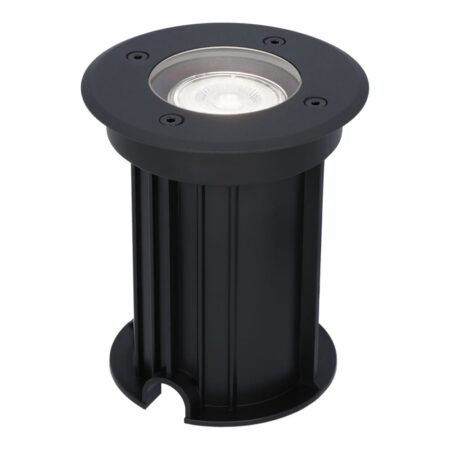Maisy LED Grondspot Rond - Dimbaar - GU10 - 6500K daglicht wit - 4 Watt 345 Lumen - Rond - Ø12cm - Tuinspot - Oprit - Zwart - IP67 waterdicht | HOFTRONIC