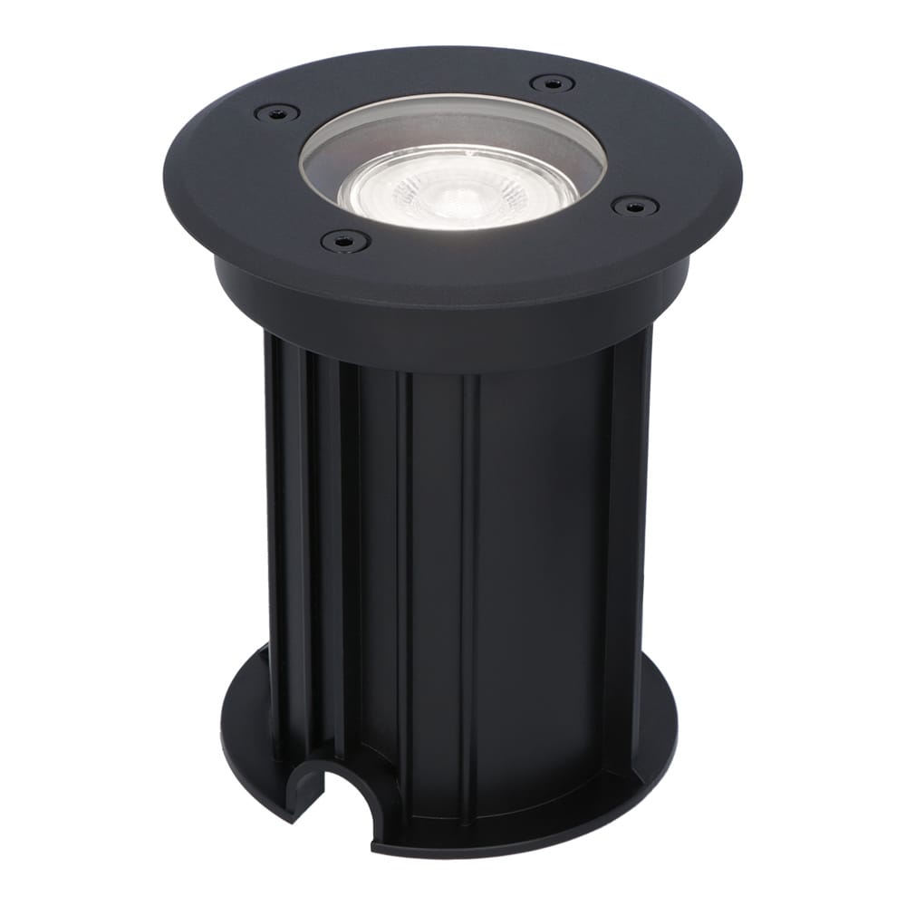 Maisy LED Grondspot Rond - Dimbaar - GU10 - 6500K daglicht wit - 4 Watt 345 Lumen - Rond - Ø12cm - Tuinspot - Oprit - Zwart - IP67 waterdicht | HOFTRONIC