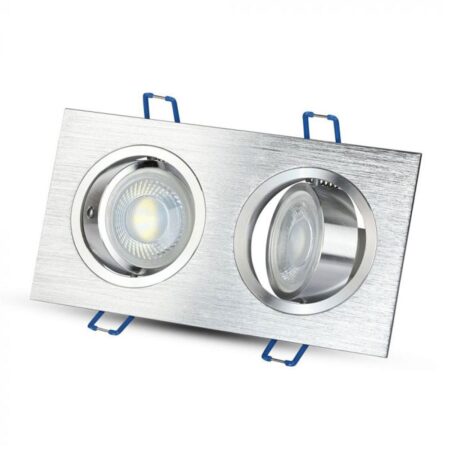 Mallorca Dubbel LED Inbouwspot - Kantelbaar armatuur - 91x180 mm - GU10 Fitting incl. lamphouder - Vierkant - IP20 voor binnen - RVS | V-TAC