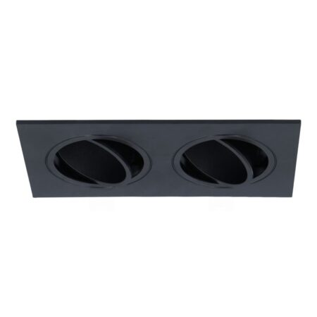 Mallorca LED Inbouwspot Dubbel - Kantelbaar - 93x173mm - GU10 Fitting incl. lamphouder - Rechthoekig - IP22 - Zwart | Blinq88