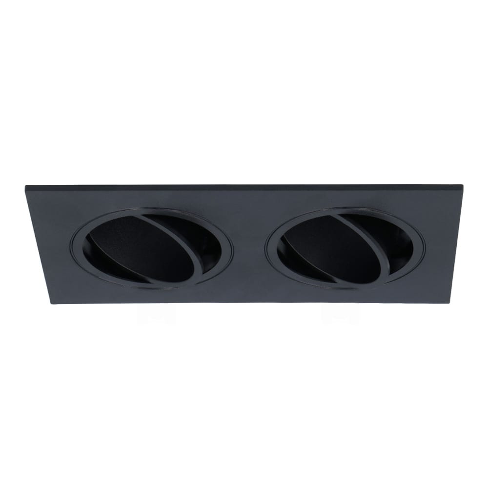 Mallorca LED Inbouwspot Dubbel - Kantelbaar - 93x173mm - GU10 Fitting incl. lamphouder - Rechthoekig - IP22 - Zwart | Blinq88