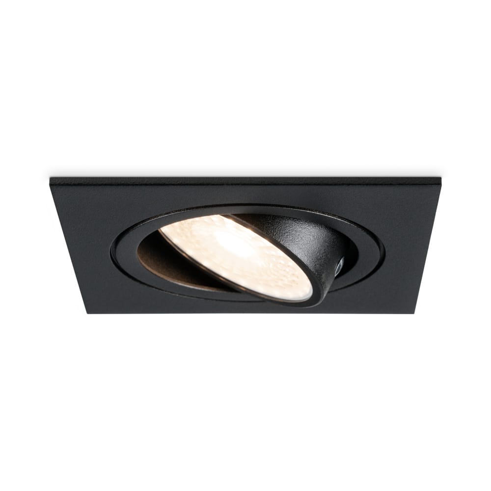 Mallorca LED inbouwspot - IP20 - Kantelbaar - 4 Watt 345 Lumen - 4000K Neutraal wit - GU10 - Dimbaar - Vierkant - Voor binnen - Zwart | HOFTRONIC