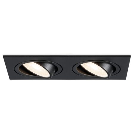 Mallorca LED inbouwspot - IP20 - Kantelbaar - 8 Watt 690 Lumen - 4000K Neutraal wit - Dubbel - GU10 - Dimbaar - Rechthoek - Voor binnen - Zwart | HOFTRONIC