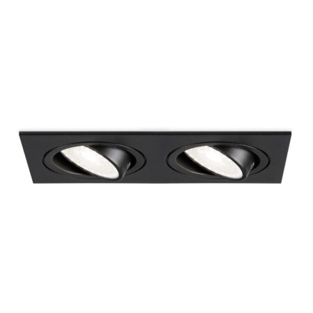 Mallorca LED inbouwspot - IP20 - Kantelbaar - 8 Watt 690 Lumen - 6500K Daglicht wit - Dubbel - GU10 - Dimbaar - Rechthoek - Voor binnen - Zwart | HOFTRONIC