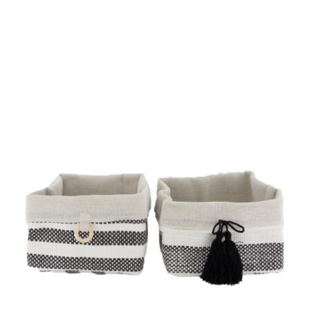Mand stof 18x18x12cm wit/zwart set a 2 | Dijk Natural Collections