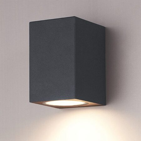 Marion - Dimbare LED Wandlamp - Excl. GU10 Lichtbron - IP65 Waterdicht - Antraciet - Binnen en buiten - Kubusvormig | HOFTRONIC