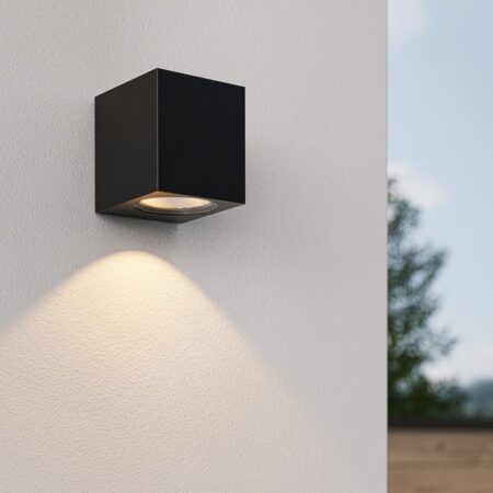 Marion - Dimbare LED Wandlamp - Excl. GU10 Lichtbron - IP65 Waterdicht - Zwart - Binnen en buiten - Kubusvormig | HOFTRONIC