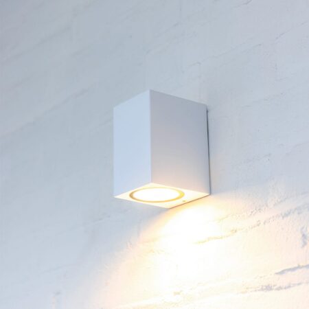 Marion Dimbare LED Wandlamp - GU10 - IP65 - Voor Binnen en buitenlamp - Downlight - Vierkant - Wit - Modern | HOFTRONIC