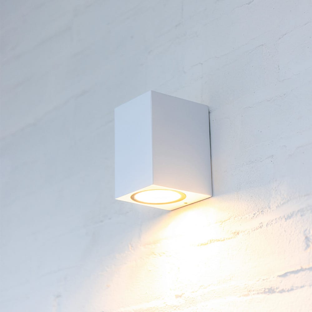 Marion Dimbare LED Wandlamp - GU10 - IP65 - Voor Binnen en buitenlamp - Downlight - Vierkant - Wit - Modern | HOFTRONIC