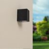 Marion - Dimbare LED wandlamp kubus - GU10 excl. lichtbron - IP44 - Zwart - Binnen en buiten - 3 jaar garantie - Polycarbonaat | HOFTRONIC