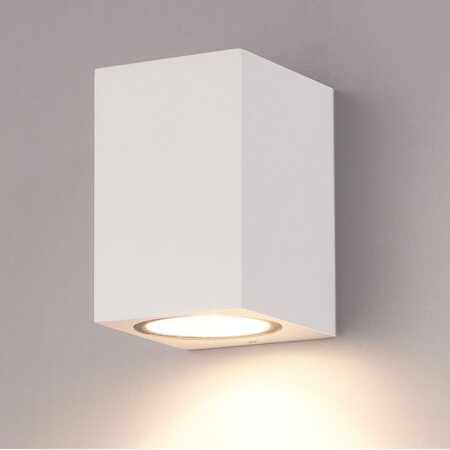Marion LED Wandlamp - Dimbaar - 4 Watt 345 lumen - IP65 Waterdicht - GU10 vervangbare lichtbron - 2700K Warm Wit - Downlight - Binnen en buiten - Wit | HOFTRONIC