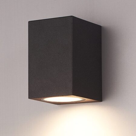 Marion LED Wandlamp - Dimbaar - 4 Watt 345 lumen - IP65 Waterdicht - GU10 vervangbare lichtbron - 2700K Warm Wit - Downlight - Binnen en buiten - Zwart | HOFTRONIC