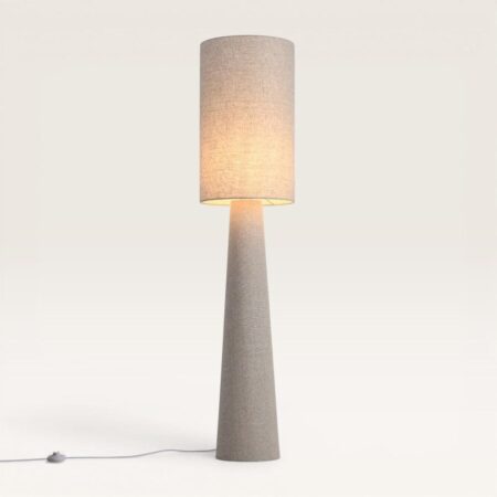 Marone - Staande lamp Linnen 130 cm - Scandinavisch Design - Woonkamer lamp - Beige - E27 fitting - Met voetschakelaar | LUSENZ