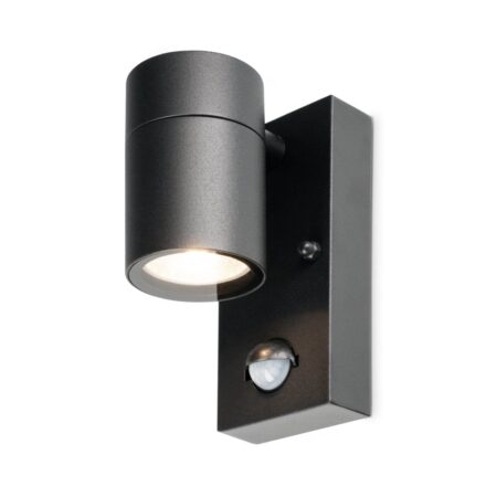 Mason LED Wandlamp - Bewegingsmelder en schemerschakelaar - GU10 - 4000K - 4W 345lm - IP44 - Zwart | HOFTRONIC