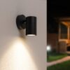Mason - LED Wandlamp - IP44 Waterdicht - 4 Watt 345 Lumen - GU10 - 4000K Neutraal wit - Dimbaar - Voor binnen en buiten - Downlight - Zwart | HOFTRONIC