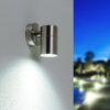 Mason - LED Wandlamp - IP44 Waterdicht - 4 Watt 345 Lumen - GU10 - 6500K Daglicht Wit - Dimbaar - Voor binnen en buiten - Downlight - RVS | HOFTRONIC