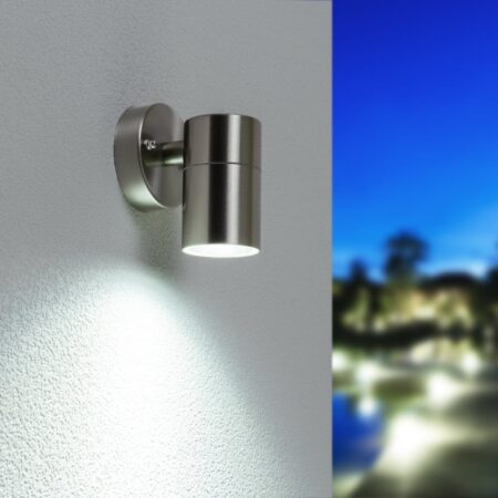Mason - LED Wandlamp - IP44 Waterdicht - 4 Watt 345 Lumen - GU10 - 6500K Daglicht Wit - Dimbaar - Voor binnen en buiten - Downlight - RVS | HOFTRONIC