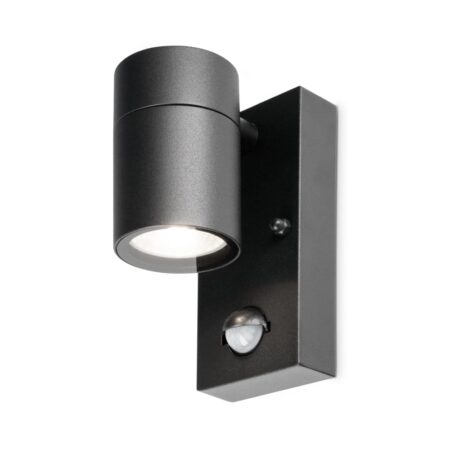 Mason wandlamp - 6500K daglicht wit - Bewegingsmelder en schemerschakelaar - IP44 spatwaterdicht - Spotlight voor binnen en buiten - Zwart | HOFTRONIC