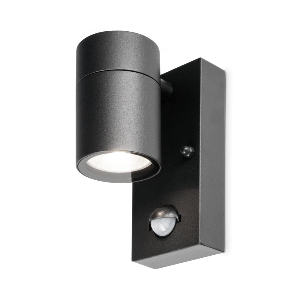 Mason wandlamp - 6500K daglicht wit - Bewegingsmelder en schemerschakelaar - IP44 spatwaterdicht - Spotlight voor binnen en buiten - Zwart | HOFTRONIC