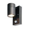 Mason wandlamp - Zwart - Bewegingsmelder en schemerschakelaar - IP44 spatwaterdicht - Spotlight voor binnen en buiten - Exclusief GU10 lichtbron | HOFTRONIC