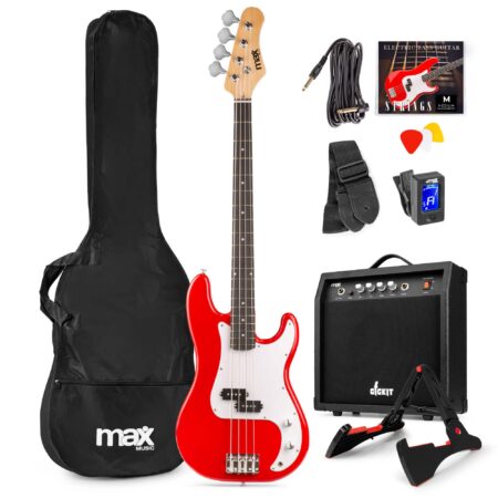 Max Gigkit Basgitaar met 40 Watt versterker - Gitaarstandaard - | MAX