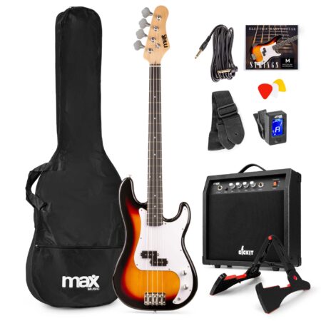 Max Gigkit Basgitaar met 40 Watt versterker - Gitaarstandaard - | MAX